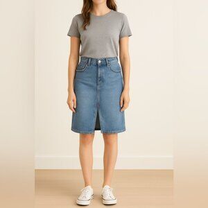 Pico and the Letterness Denim Midi Skirt Size 6 Petite
